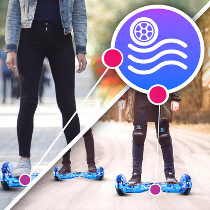 RETOO elektrinė riedlentė HOVERBOARD, 8 colių, LED, „Bluetooth“ garsiakalbis, mėlyna