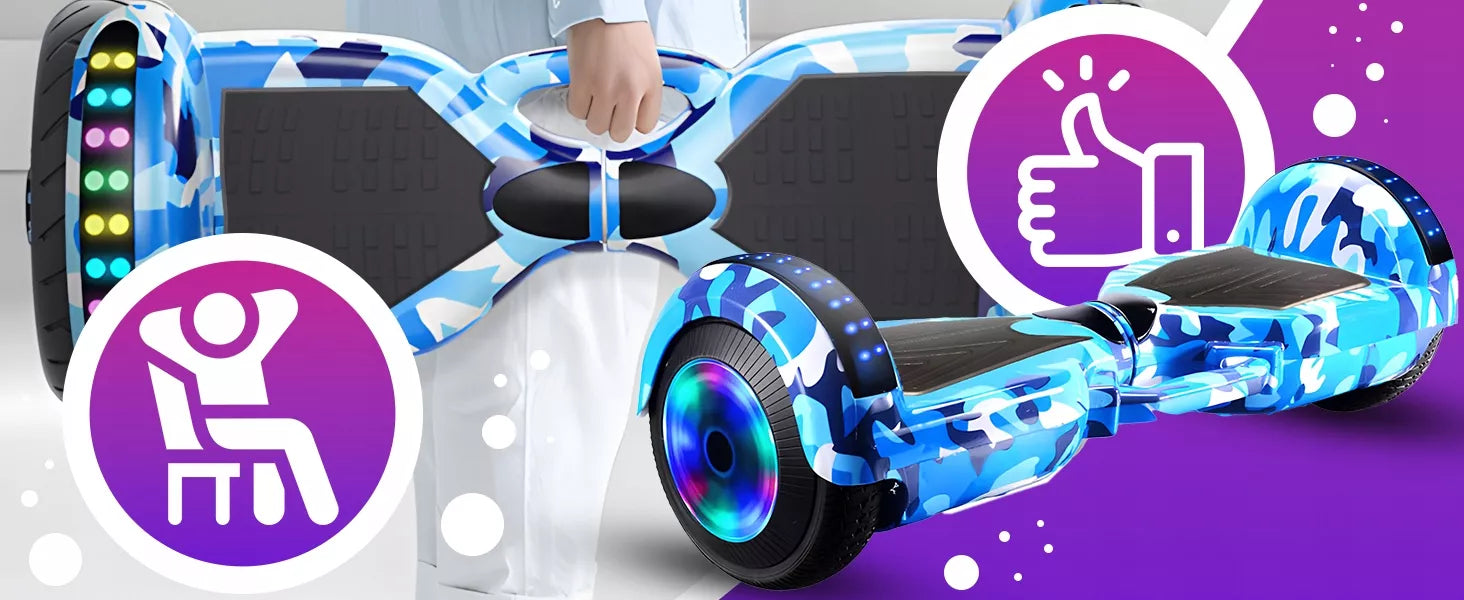 RETOO elektrinė riedlentė HOVERBOARD, 8 colių, LED, „Bluetooth“ garsiakalbis, mėlyna