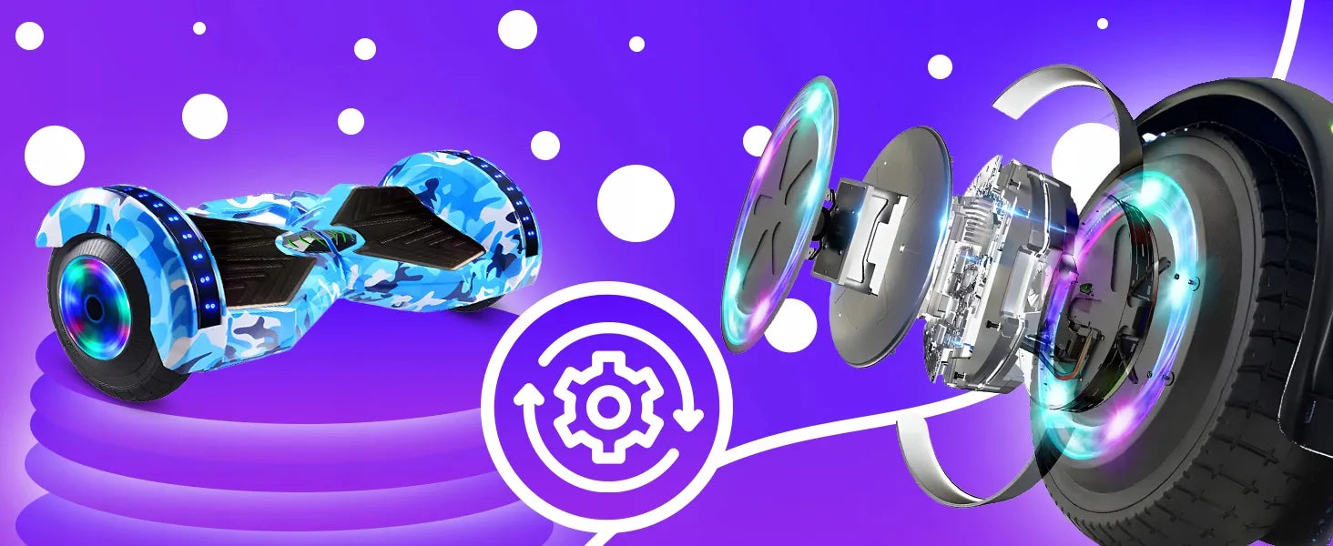 RETOO elektrinė riedlentė HOVERBOARD, 8 colių, LED, „Bluetooth“ garsiakalbis, mėlyna