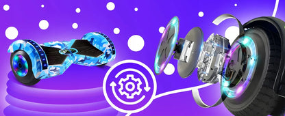 RETOO elektrinė riedlentė HOVERBOARD, 8 colių, LED, „Bluetooth“ garsiakalbis, mėlyna
