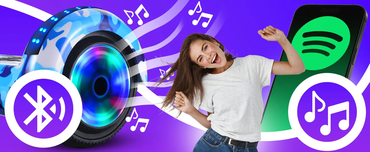 RETOO elektrinė riedlentė HOVERBOARD, 8 colių, LED, „Bluetooth“ garsiakalbis, mėlyna