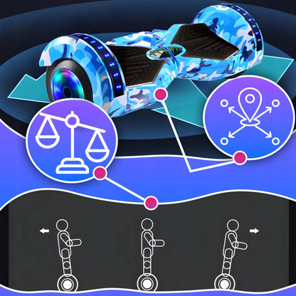 RETOO elektrinė riedlentė HOVERBOARD, 8 colių, LED, „Bluetooth“ garsiakalbis, mėlyna