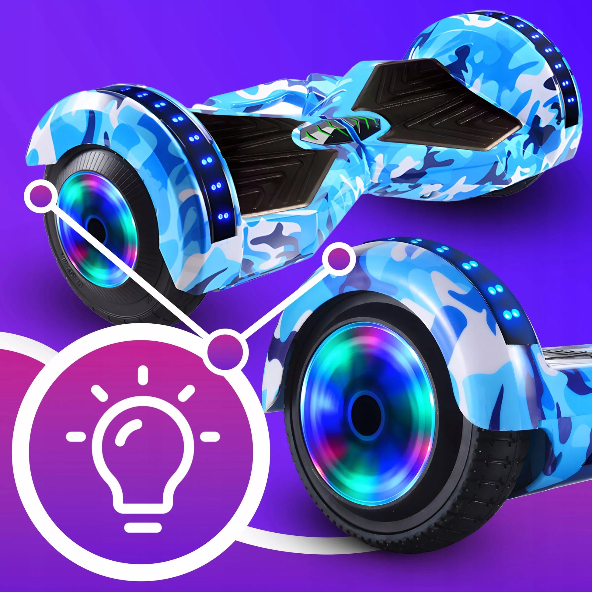 RETOO elektrinė riedlentė HOVERBOARD, 8 colių, LED, „Bluetooth“ garsiakalbis, mėlyna