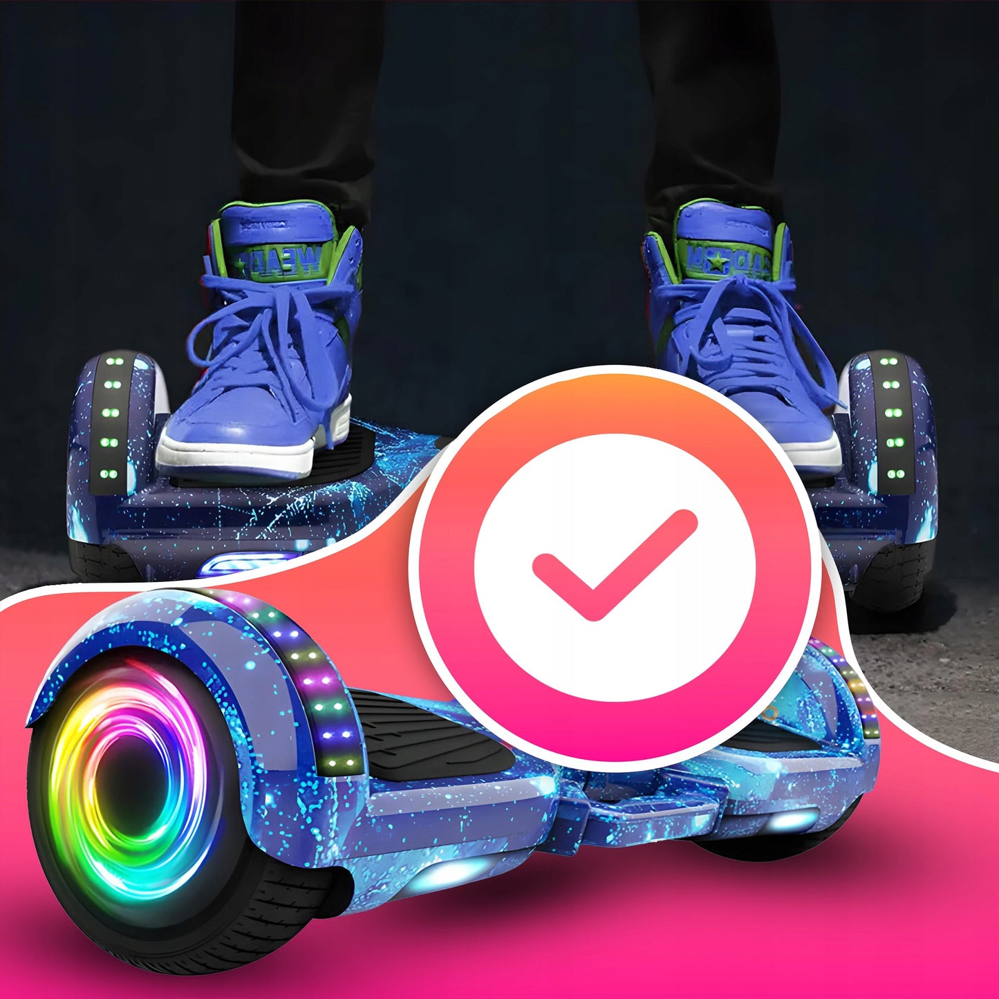 HOVERBOARD Elektrinė riedlentė LED 6,5' su Bluetooth garsiakalbiais ir apsaugomis