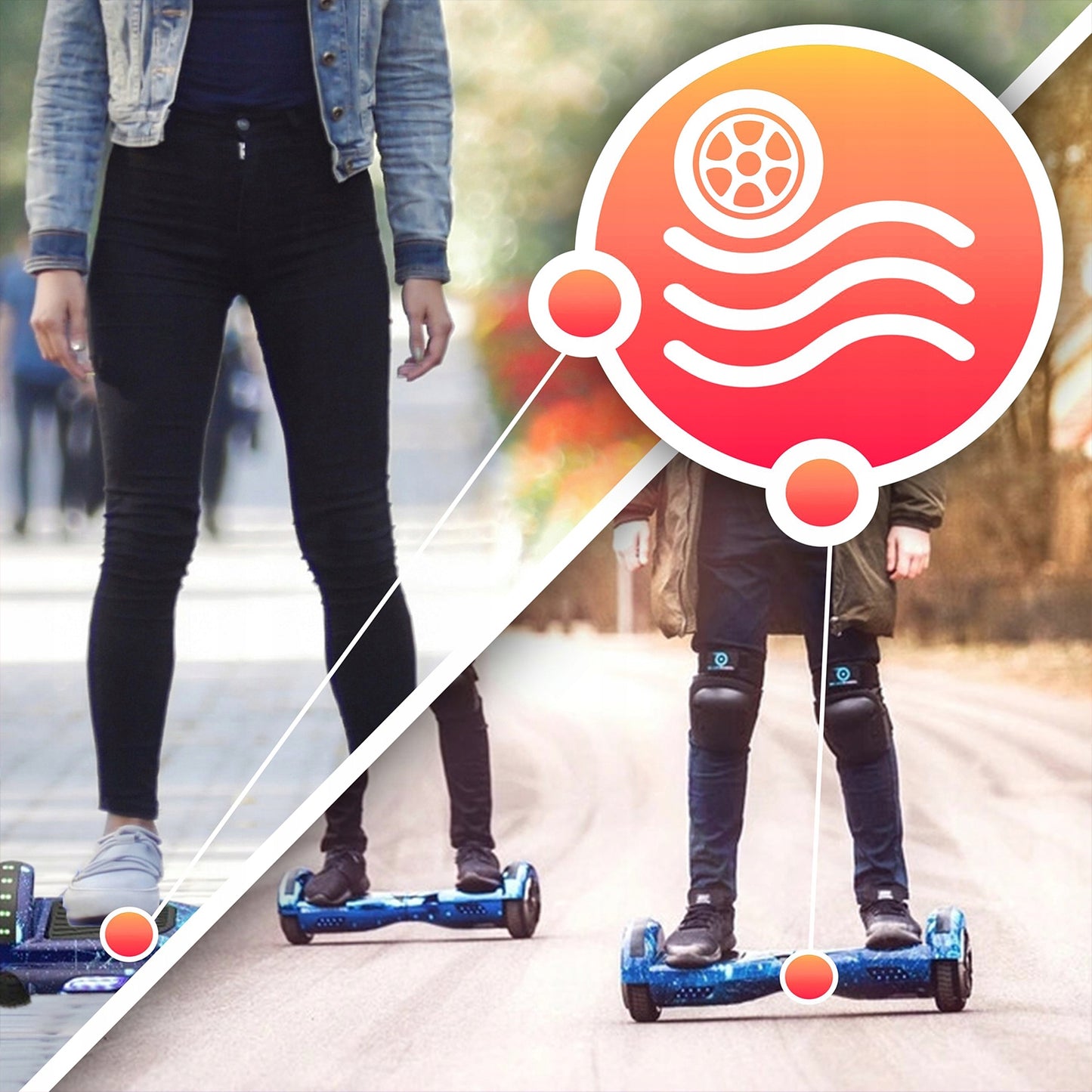 HOVERBOARD Elektrinė riedlentė LED 6,5' su Bluetooth garsiakalbiais ir apsaugomis