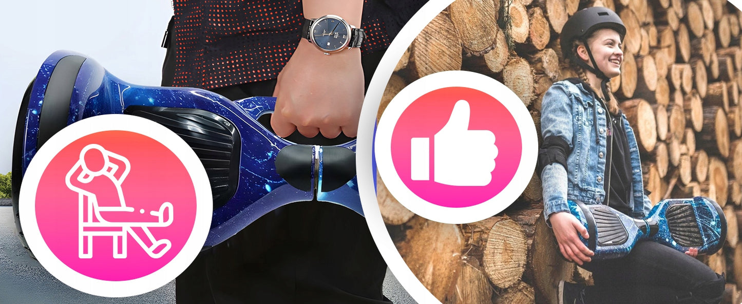 HOVERBOARD Elektrinė riedlentė LED 6,5' su Bluetooth garsiakalbiais ir apsaugomis