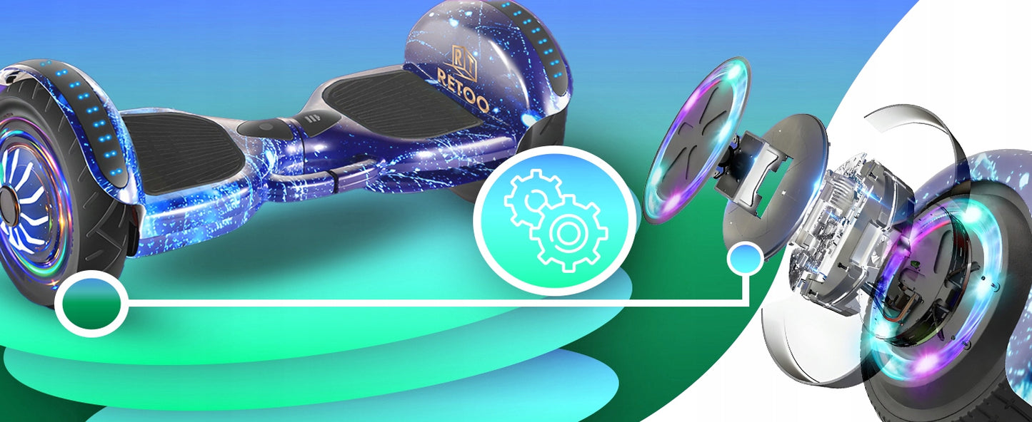 HOVERBOARD Elektrinė riedlentė LED 6,5' su Bluetooth garsiakalbiais ir apsaugomis