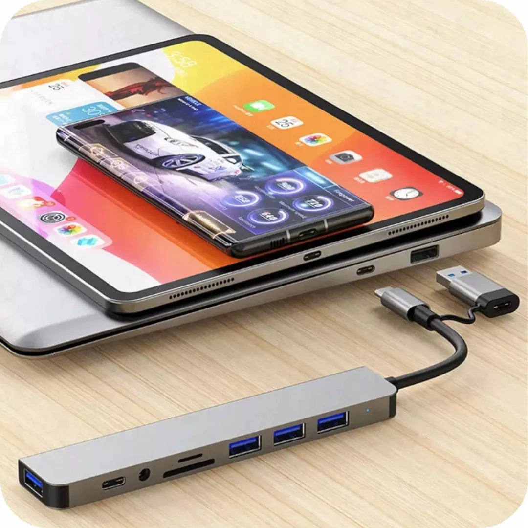 USB-C HUB 8-in-1 – daugiafunkcinis adapteris su USB 3.0, SD ir audio