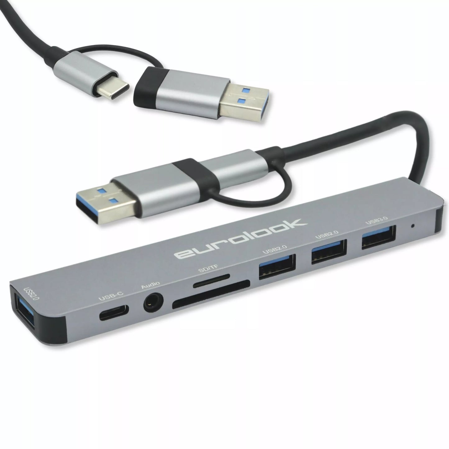 USB-C HUB 8-in-1 – daugiafunkcinis adapteris su USB 3.0, SD ir audio