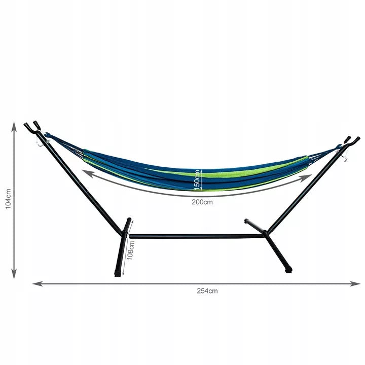 Sodo hamakas su stovu, 2 asmenų komplektas, plieninis stovas, tvirtas