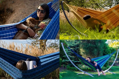 Vienvietis hamakas su plieniniu rėmu, klasikinis sodo hamakas POTENZA