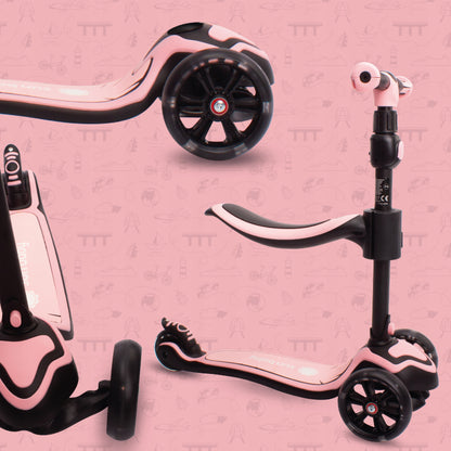 Flash 3in1 balansinis triratis riedis LED, reguliuojamas, 50 kg, vaikams