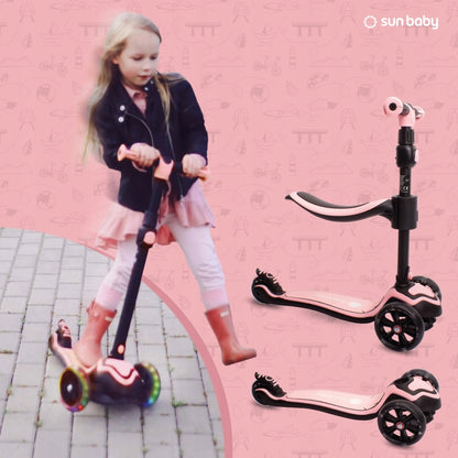 Flash 3in1 balansinis triratis riedis LED, reguliuojamas, 50 kg, vaikams