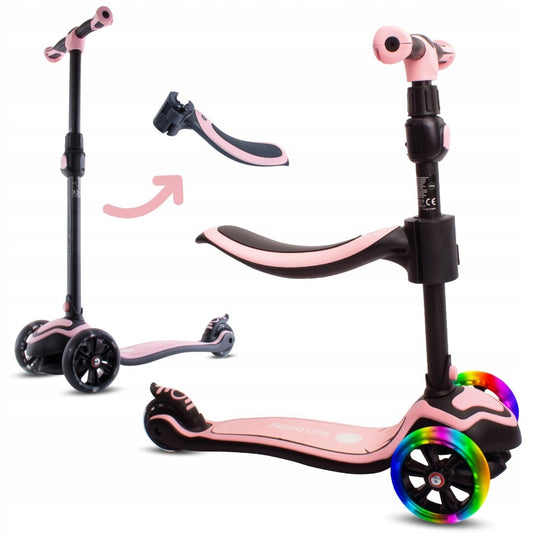 Flash 3in1 balansinis triratis riedis LED, reguliuojamas, 50 kg, vaikams