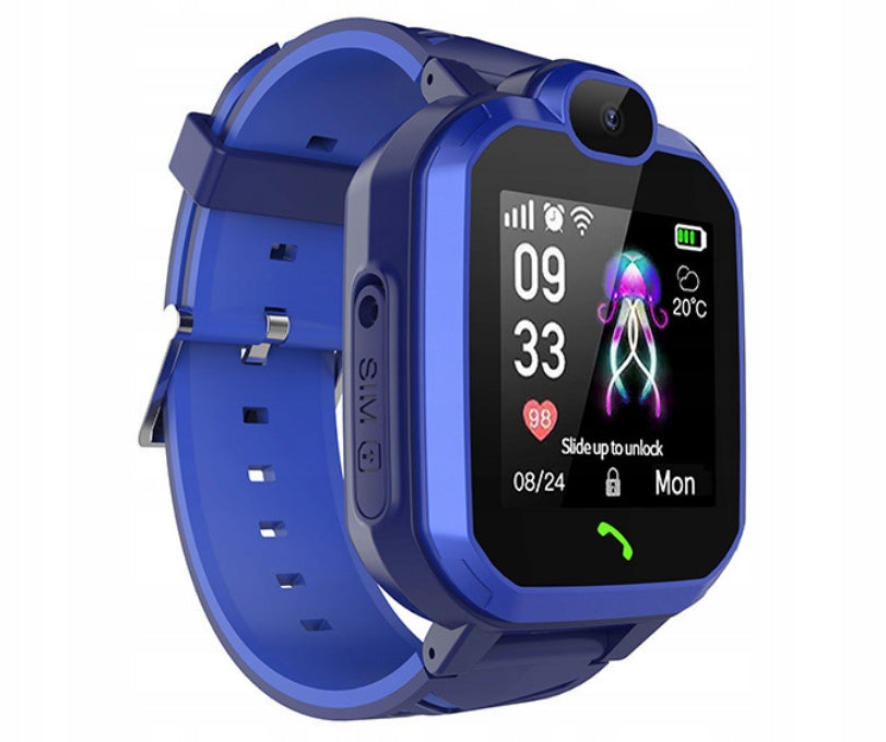 Išmanusis laikrodis vaikams SMARTWATCH LBS telefonas IP67 SOS mėlynas
