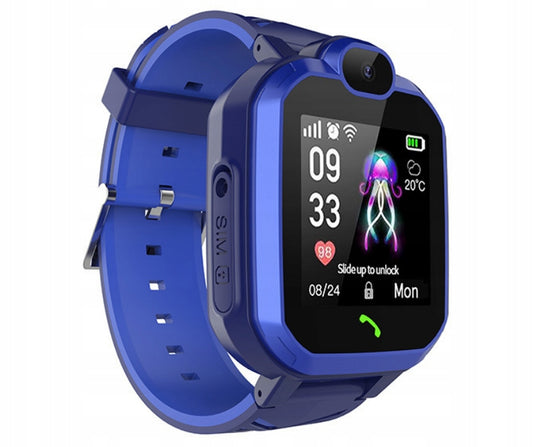 Išmanusis laikrodis vaikams SMARTWATCH LBS telefonas IP67 SOS mėlynas