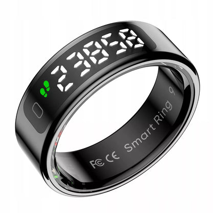Išmanusis „Smart Ring“ žiedas su LED ekranu, 5ATM, juodas, dydis 9 / 20