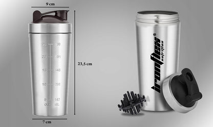 IRONFLEX Plieninis purtyklis 750ml, sandarus, maisto papildams sporto salei