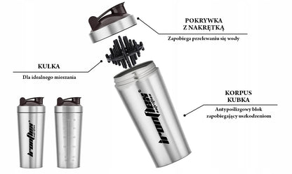 IRONFLEX Plieninis purtyklis 750ml, sandarus, maisto papildams sporto salei