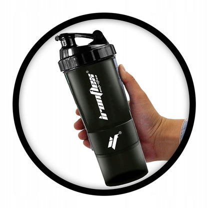 IRONFLEX 500ml Sandarus šeikeris sporto salei su talpa baltymui