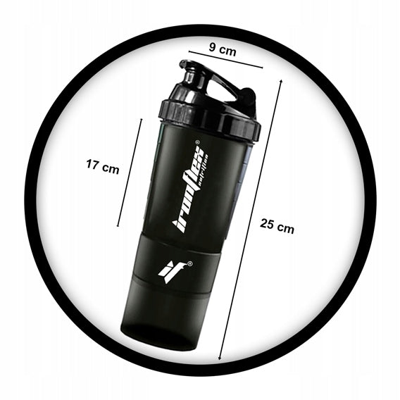 IRONFLEX 500ml Sandarus šeikeris sporto salei su talpa baltymui