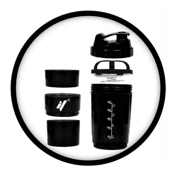 IRONFLEX 500ml Sandarus šeikeris sporto salei su talpa baltymui