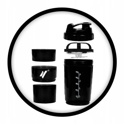 IRONFLEX 500ml Sandarus šeikeris sporto salei su talpa baltymui