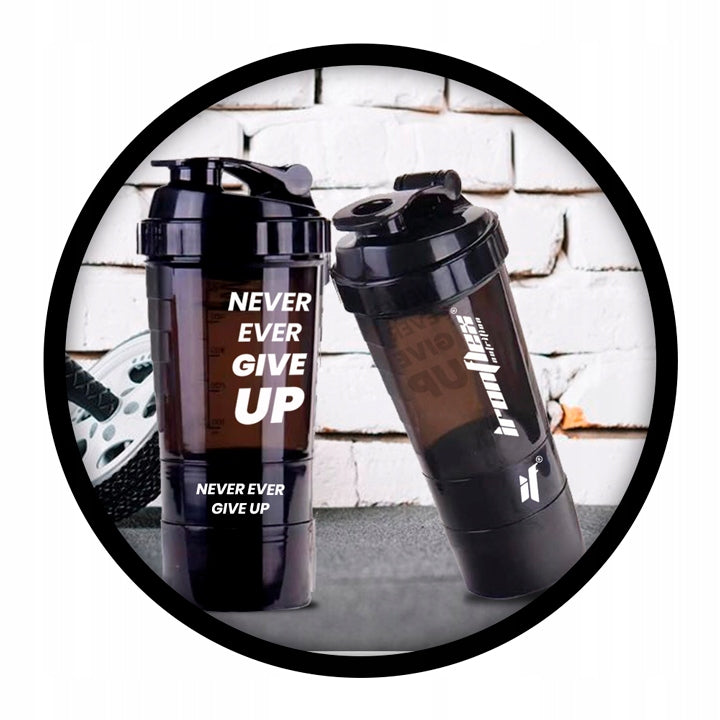 IRONFLEX 500ml Sandarus šeikeris sporto salei su talpa baltymui