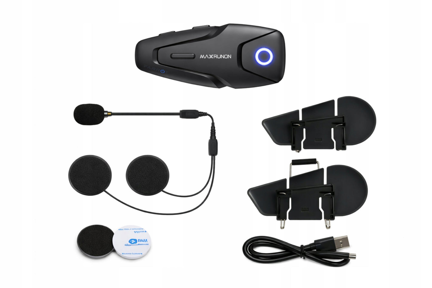 Motociklininkų Interkomas Bluetooth 5.3 su ANC – Ryšio Atstumas 500 M, Veikimas Iki 100 Km/h, 2 Vartotojams, IPX5 Apsauga nuo Vandens