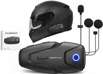 Motociklininkų Interkomas Bluetooth 5.3 su ANC – Ryšio Atstumas 500 M, Veikimas Iki 100 Km/h, 2 Vartotojams, IPX5 Apsauga nuo Vandens