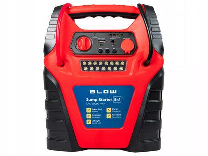 Jump starter / powerbank 5 in 1 – kompresorius ir siurblys automobiliams 12 V, 20000 mAh