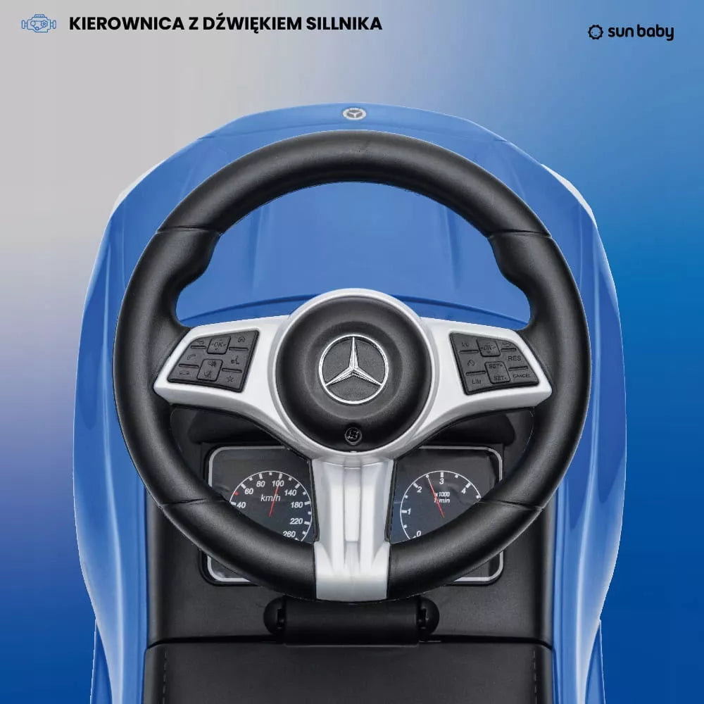 Vaikiškas stumdukas 4in1 berniukui Mercedes C-Class su skyreliu ir garsu, atlošas