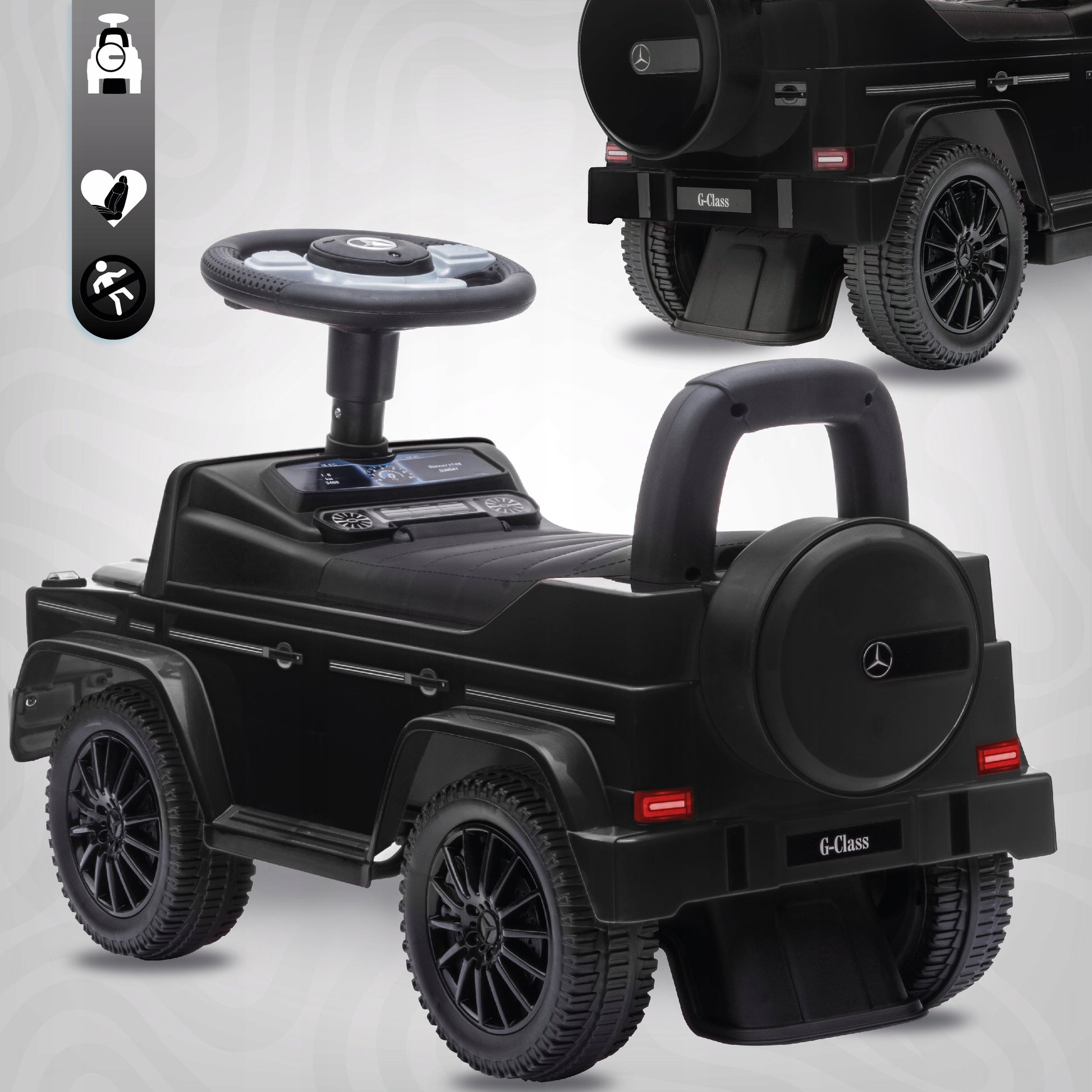 Stumblinukas Stumiamas Vaikščiukas vaikams Mercedes Benz G Stumdukas Daiktadėžė garsas