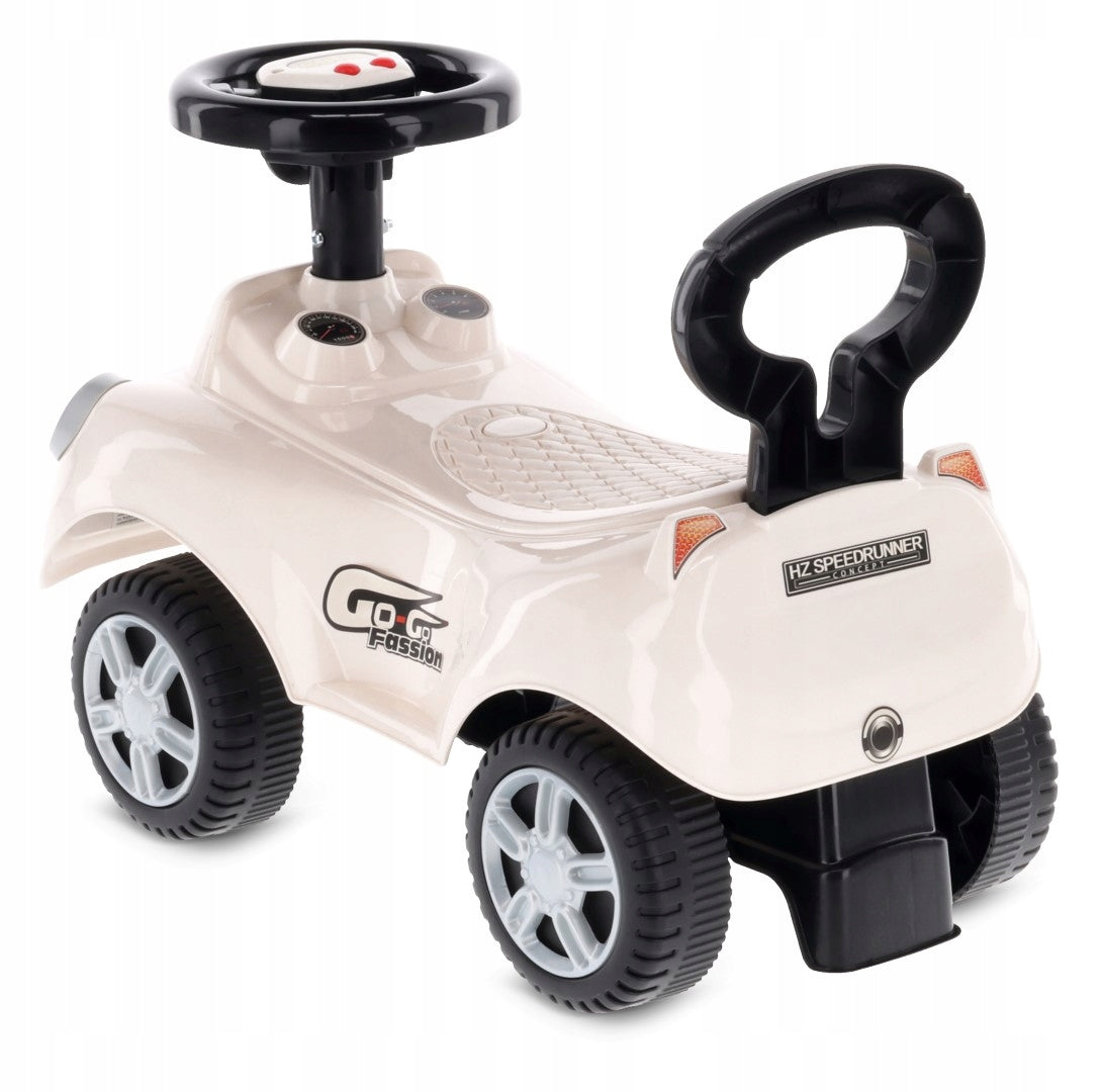 Vaikiškas paspiriama automobilis "GO GO", skirtas metukų proga automobilis-stūmikas su garsu ir atlošu
