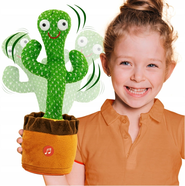 Dainuojantis, šokantis, kartojantis, kalbantis kaktusas su USB, LED, linksmas vaikams