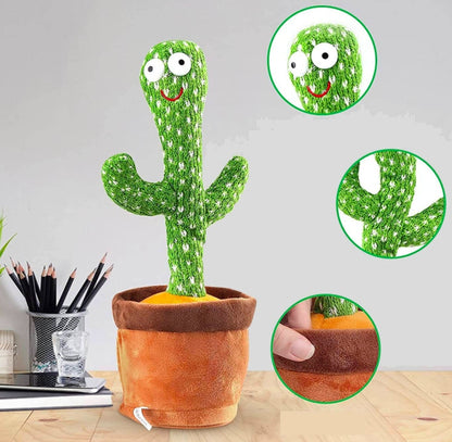 Dainuojantis, šokantis, kartojantis, kalbantis kaktusas su USB, LED, linksmas vaikams
