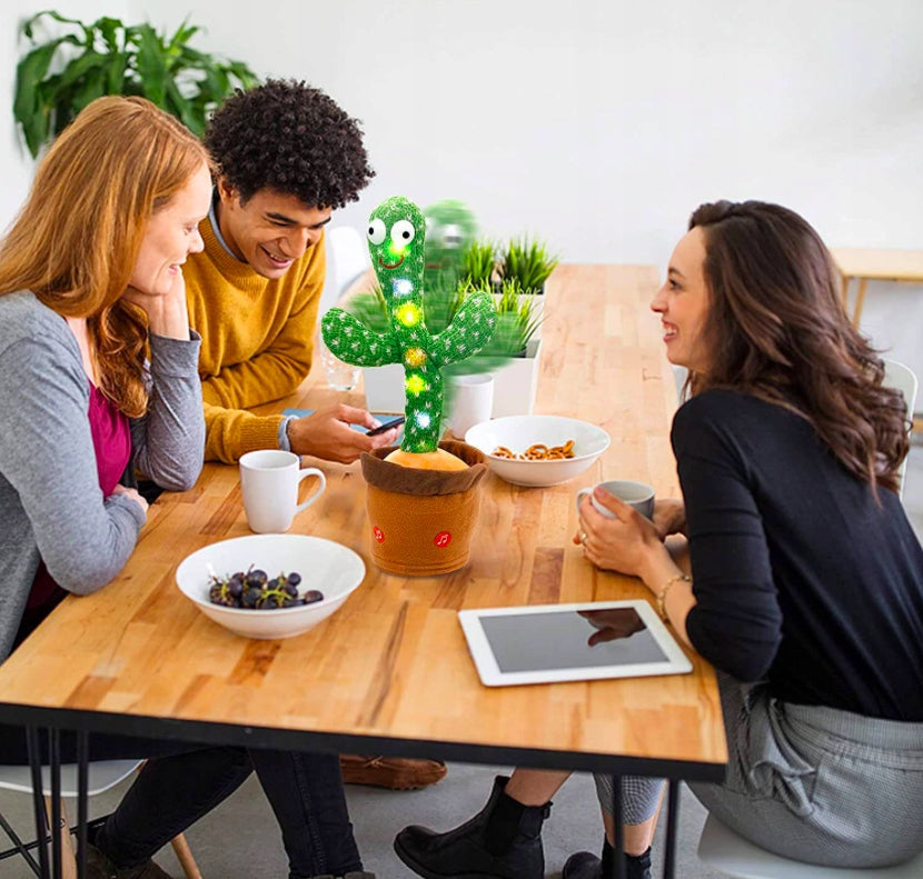Dainuojantis, šokantis, kartojantis, kalbantis kaktusas su USB, LED, linksmas vaikams