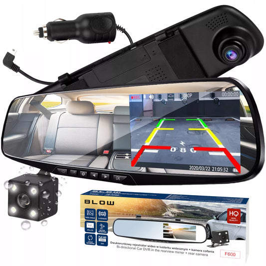 Automobilio kamera, vaizdo registratorius, veidrodėlis priekis/galas FULL HD