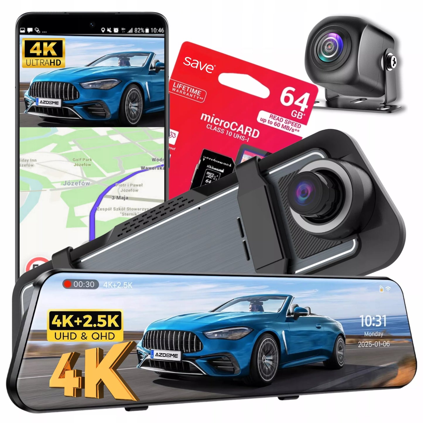 Automobilio kamera vaizdo įrašymo įrenginys 4K 2K SONY veidrodinis vairavimo įrašymo įrenginys