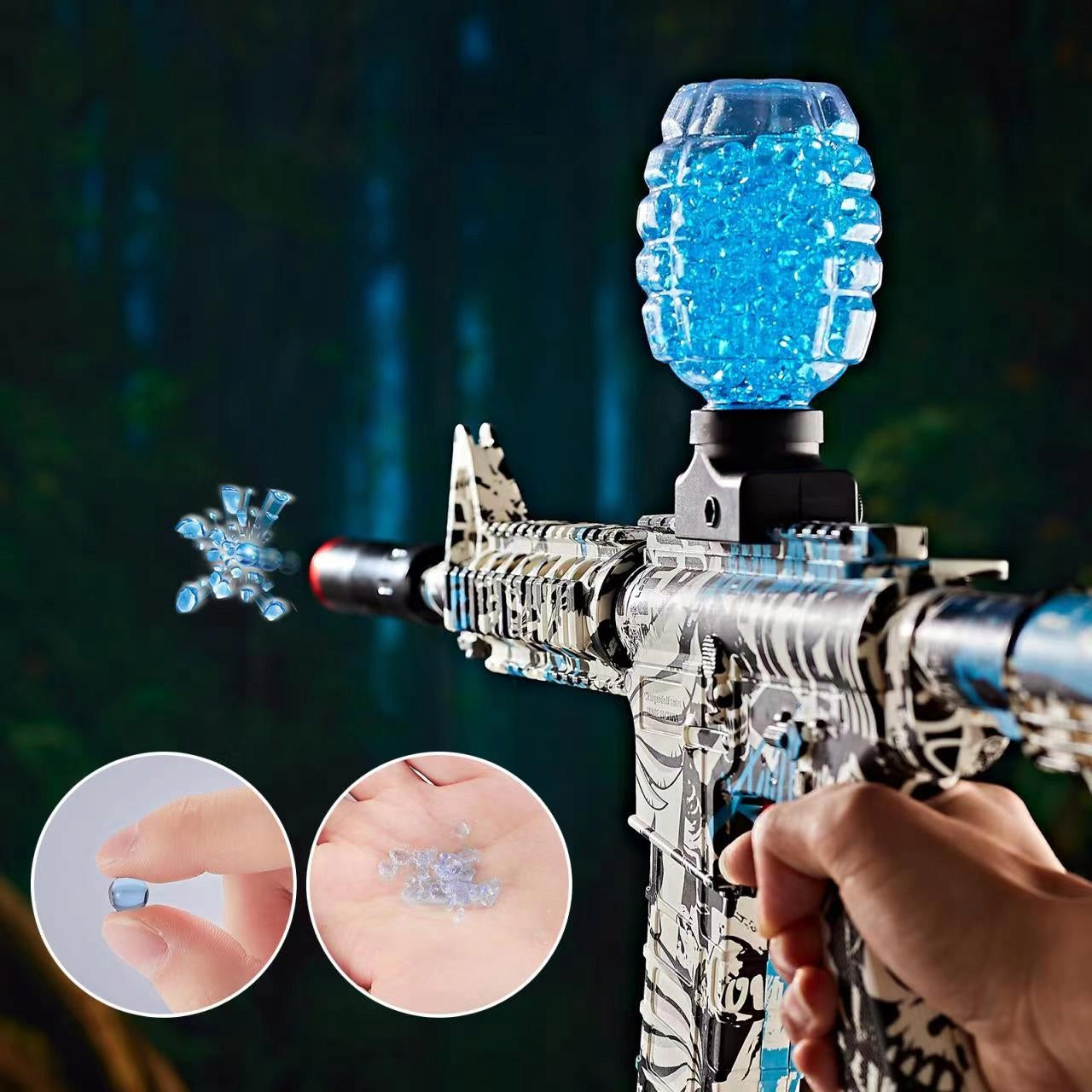 Automatinis pistoletas-šautuvas vandens gelio rutuliukams, saugus, didelis rinkinys