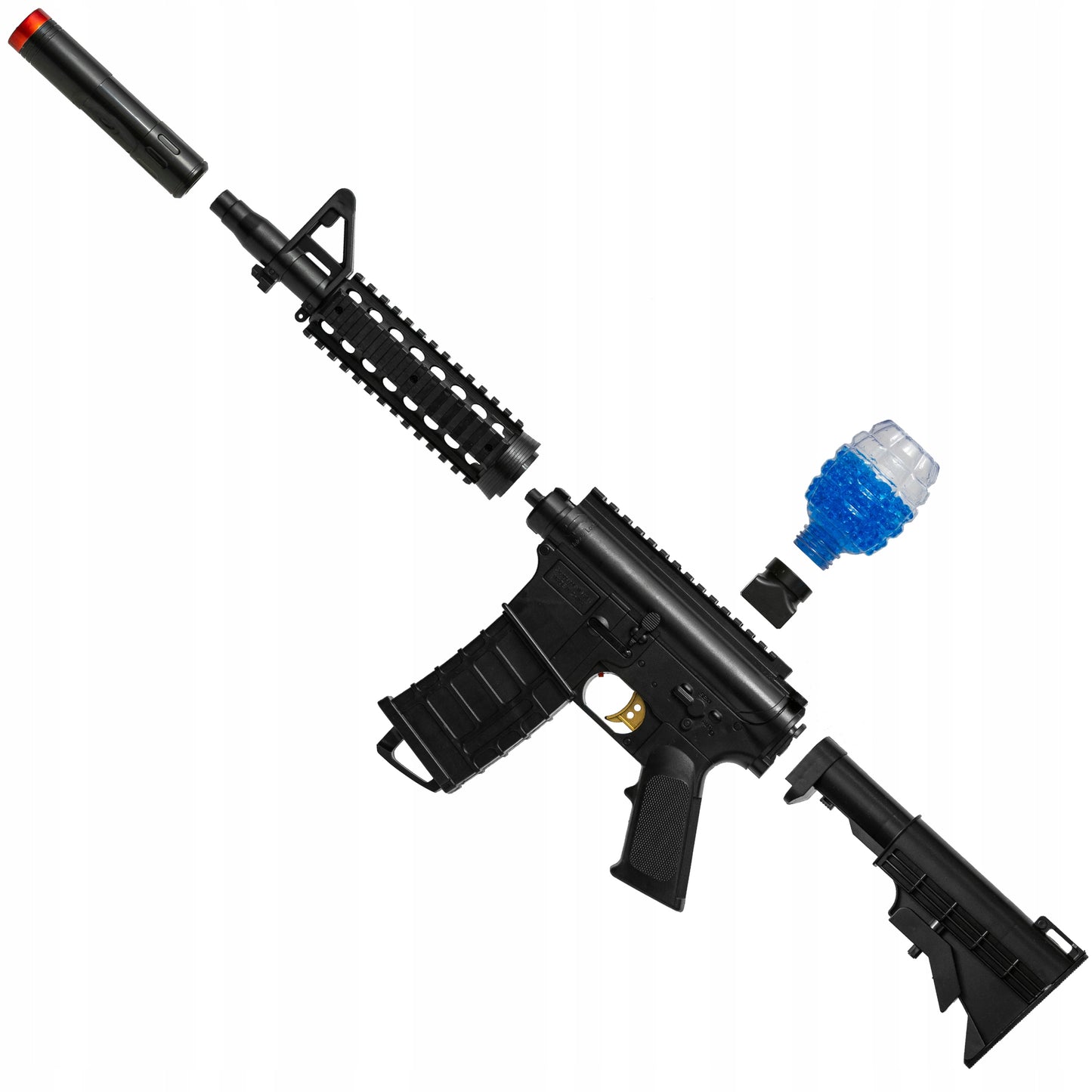 Automatinis pistoletas juodas, skirtas gelio ir vandens rutuliukams