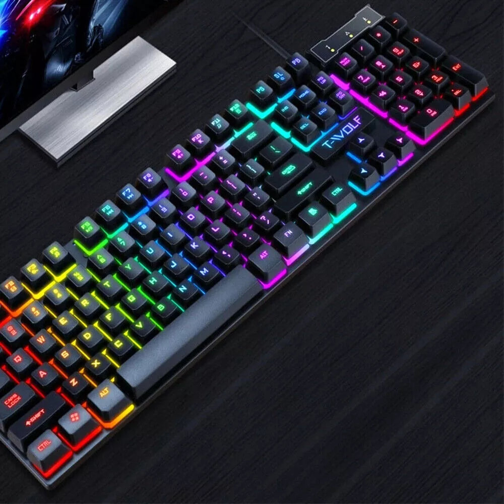 Apšviesta žaidimų klaviatūra žaidėjams + LED RGB pelė