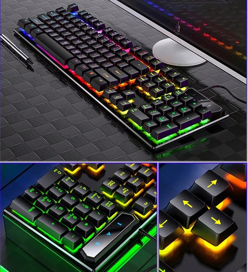 Apšviesta žaidimų klaviatūra žaidėjams + LED RGB pelė