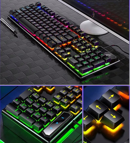 Apšviesta žaidimų klaviatūra žaidėjams + LED RGB pelė