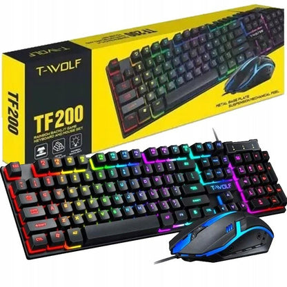Apšviesta žaidimų klaviatūra žaidėjams + LED RGB pelė