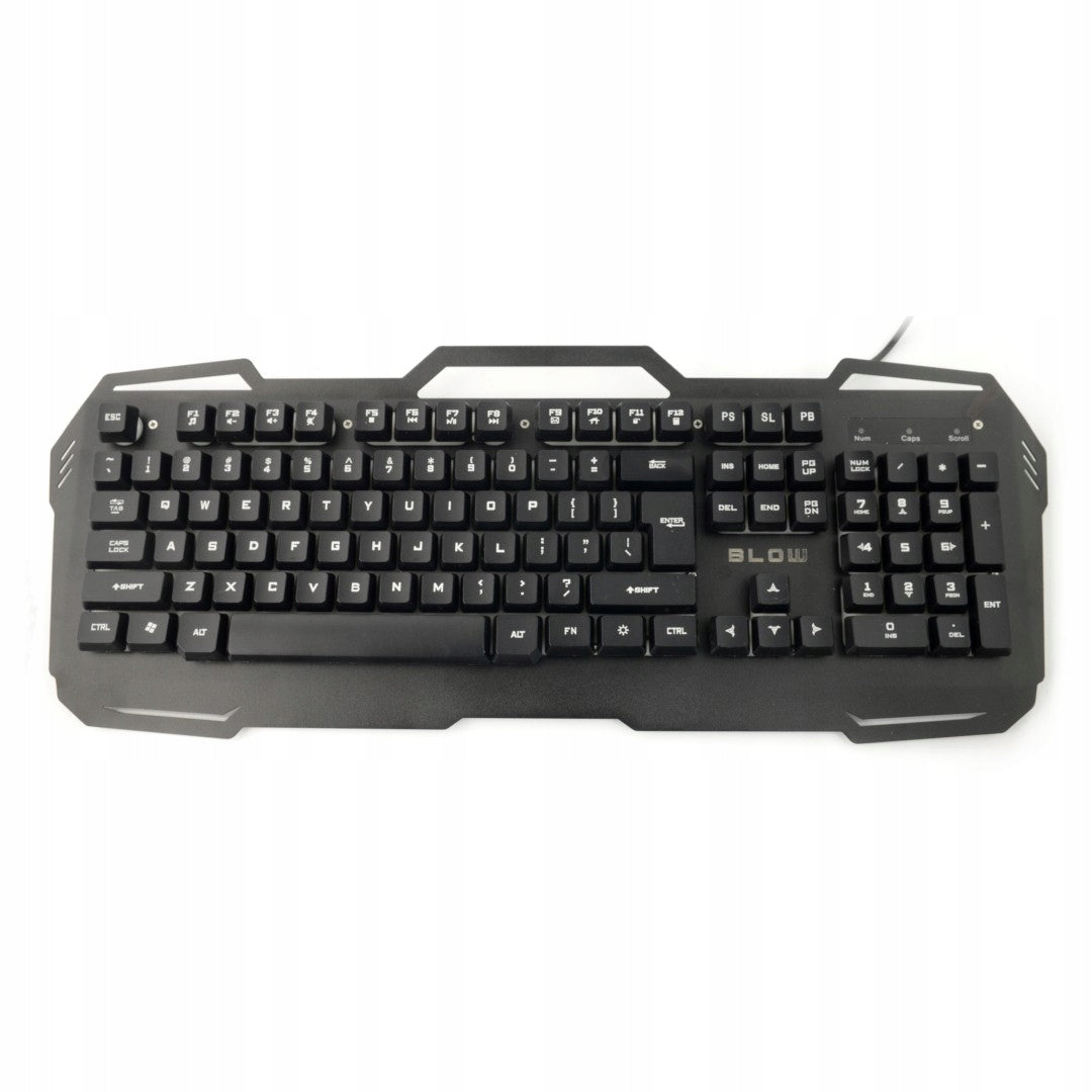 Žaidimų klaviatūra su LED pašvietimu, plieninė, USB, tyli, juoda