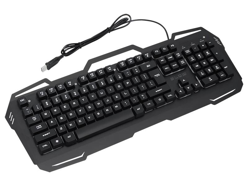 Žaidimų klaviatūra su LED pašvietimu, plieninė, USB, tyli, juoda