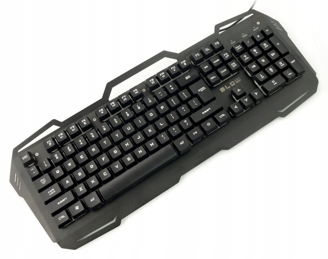 Žaidimų klaviatūra su LED pašvietimu, plieninė, USB, tyli, juoda