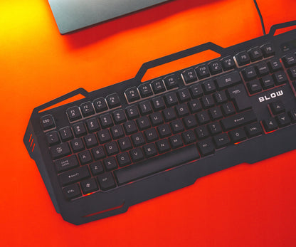 Žaidimų klaviatūra su LED pašvietimu, plieninė, USB, tyli, juoda