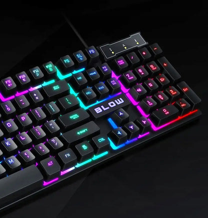 Žaidimų klaviatūra ir pelė RGB profesionaliems žaidėjams USB LED apšvietimu